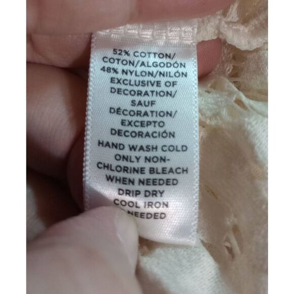 Loft Shirt Ladies Small Ivory Lace Short Sleeve‎ Round Neck - Picture 7 of 8